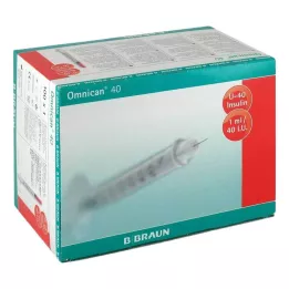 OMNICAN Jeringa de insulina 1 ml U40 con cánula 0,30x8 mm individual, 100X1 uds
