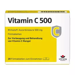 VITAMIN C 500 comprimidos recubiertos con película, 20 uds