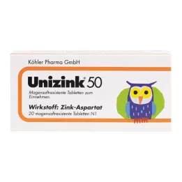 UNIZINK 50 comprimidos gastrorresistentes, 20 uds
