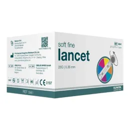 Lancetas de color fino Klinion Soft 28 g, 210 piezas