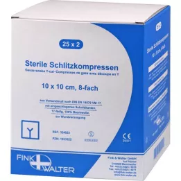 SCHLITZKOMPRESSEN 10x10 cm estéril de 8 vías, 25X2 uds