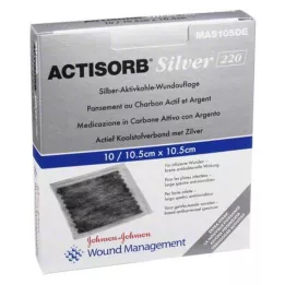 ACTISORB Compresas estériles plateadas 220 de 10,5 x 10,5 cm, 10 uds