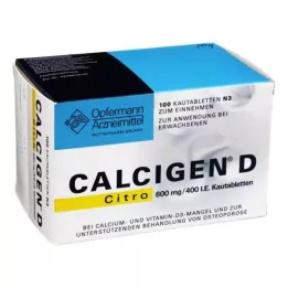 CALCIGEN D Citro 600 mg/400 UI comprimidos masticables, 100 uds