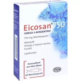 EICOSAN 750 cápsulas blandas de concentrado omega-3, 60 pz