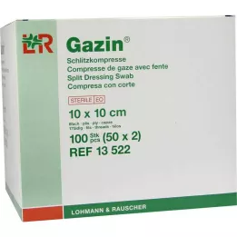 GAZIN Compresas de hendidura 10x10 cm estériles de 8 capas, 50X2 uds