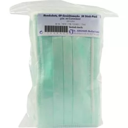 MUNDSCHUTZ OP-Face Mask M.Gummiband Grün, 50 pz