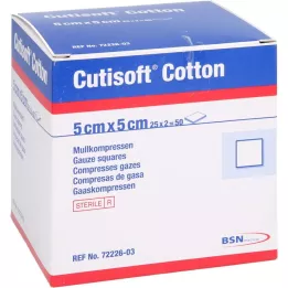 CUTISOFT Compresa de algodón estéril 5x5 cm, 25X2 uds
