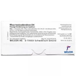RHUS TOXICODENDRON D 30 ampolas, 8x1 ml