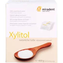 MIRADENT Sobres de xilitol sustituto del azúcar en polvo, 100 x 4 g
