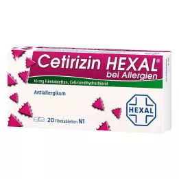 CETIRIZIN HEXAL Comprimidos recubiertos con película para alergias, 20 uds