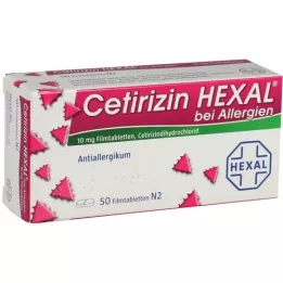 CETIRIZIN HEXAL Tabletas recubiertas de películas en alergias, 50 pz