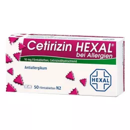 CETIRIZIN HEXAL Comprimidos recubiertos con película para alergias, 50 uds