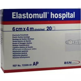 ELASTOMULL Venda elástica de fijación hospitalaria de 6 cm x 4 m, color blanco, 20 uds