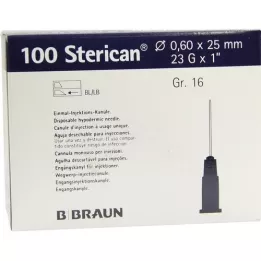 STERICAN Cañales Luer-Lok 0.60x25 mm GR.16 Azul, 100 pz