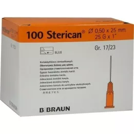 STERICAN Cánula dental Luer 0,5x25 mm, 100 uds