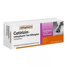 CETIRIZIN-Ratiopharm para alergias, comprimidos recubiertos con película de 10 mg, 50 uds