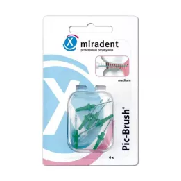 MIRADENT Pincel de recambio Interd.Pic-Brush verde medio, 6 uds