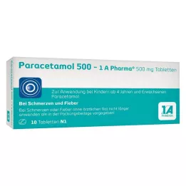 PARACETAMOL Tabletas farmacéuticas 500-1A, 10 uds