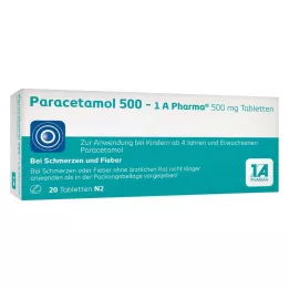 PARACETAMOL Tabletas farmacéuticas 500-1A, 20 uds