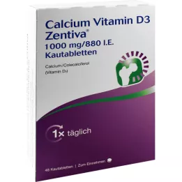 Calcio Vitamina D3 Zentiva 1000 mg / 880 es decir, tabletas masticables, 48 pz