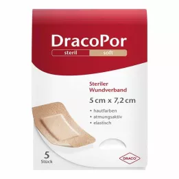DRACOPOR Apósito para heridas, 5 x 7,2 cm, estéril, color piel, 5 uds