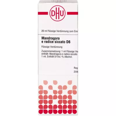 MANDRAGORA E. radice siccata D 6 Dilución, 20 ml