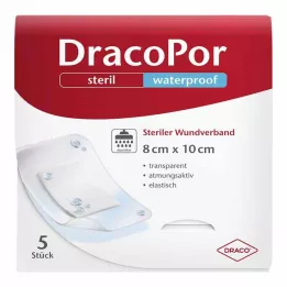 DRACOPOR Apósito impermeable para heridas, 8 x 10 cm, estéril, 5 uds