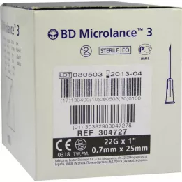 BD MICROLANCE Cánula 22 G 1 0,7x25 mm, 100 uds