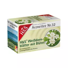H&S Bolsa de filtro de hojas de espino con flores, 20 x 1,6 g