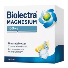 BIOLECTRA Tabletas efervescentes de magnesio 150 mg sabor limón, 20 uds