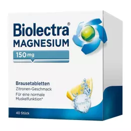 BIOLECTRA Tabletas efervescentes de magnesio 150 mg sabor limón, 40 uds