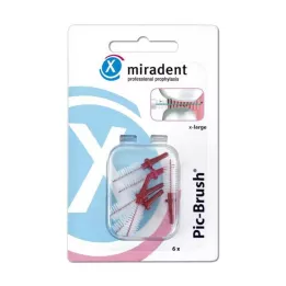 MIRADENT Pincel de recambio Interd.Pic-Brush extragrande burdeos, 6 piezas