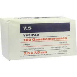 Compresas de gasa Ypsipad 7,5x7,5 cm no estériles 8 veces, 100 piezas