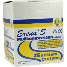 Erena compresa de gasa estéril 7,5x7, 25x2 st
