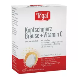 TOGAL Comprimidos efervescentes para el dolor de cabeza + vitamina C, 20 uds