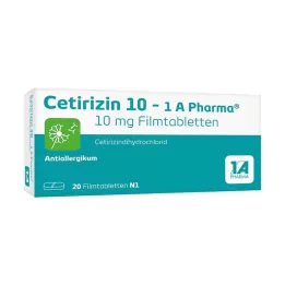 CETIRIZIN Comprimidos recubiertos con película 10-1A Pharma, 20 uds
