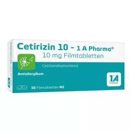 CETIRIZIN Comprimidos recubiertos con película 10-1A Pharma, 50 uds