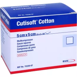 CUTISOFT Compresa de algodón 5x5 cm estéril 12 capas, 25X2 uds