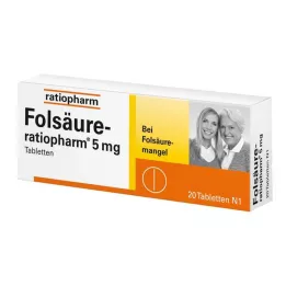 FOLSÄURE-RATIOPHARM Comprimidos de 5 mg, 20 uds
