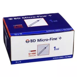 BD MICRO-FINE+ Jeringa de insulina 1 ml U100 12,7 mm, 100X1 ml
