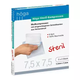 HÖGA-KOMPRESSEN 7.5x7.5 cm estéril 8 veces, 5x2 pz