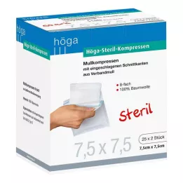 HÖGA-KOMPRESSEN 7,5 x 7,5 cm, estéril, 8 compartimentos, 25 x 2 uds