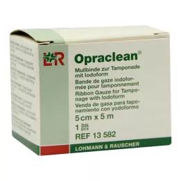 OPRACLEAN Venda de gasa para tampón con yodoformo 5 cm x 5 m, 1 pieza