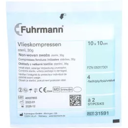 VLIESKOMPRESSEN estéril 10x10 cm 4 veces, 50X2 uds