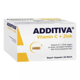 ADDITIVA Cápsulas de vitamina C y zinc, paquete promocional, 80 unidades