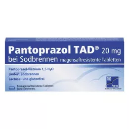 PANTOPRAZOL TAD 20 mg para la acidez de estómago. Comprimidos gastrorresistentes, 14 uds
