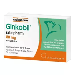 GINKOBIL-ratiopharm 80 mg comprimidos recubiertos con película, 30 uds