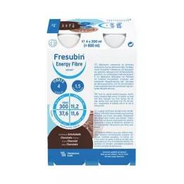 FRESUBIN ENERGY Botella de chocolate para beber de fibra DRINK , 4 x 200 ml