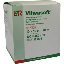 VLIWASOFT Compresas de hendidura 10x10 cm estériles de 4 capas, 50X2 uds