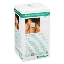 ASKINA Compresas de gasa 7,5x7,5 cm no estériles de 8 capas, 100 uds
